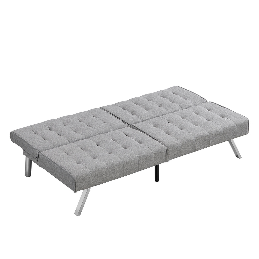 Convertible Sleeper Sofa Memory Foam Futon Couch Bed  Grey