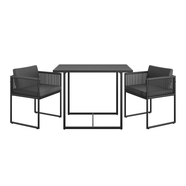 Cosco 3pc Outdoor Steel Modern Nesting Bistro Set With Resin Weave amp Fabric Cushions Dark Gray