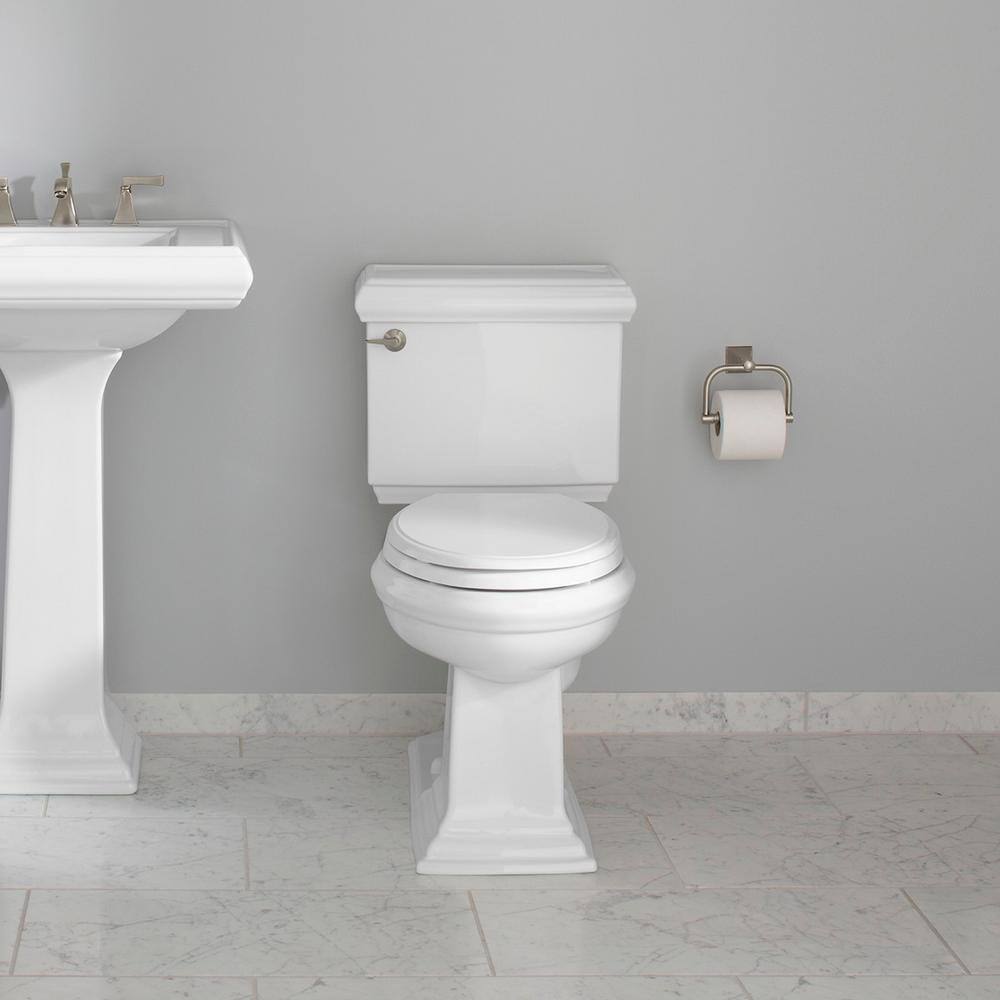 KOHLER Memoirs 2-piece 1.28 GPF Single Flush Elongated Toilet in. White Seat Included 10493-0