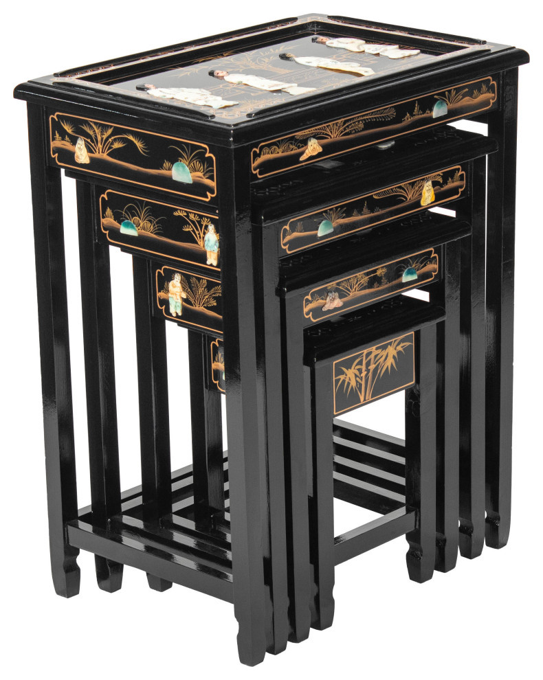 Black Lacquer Nesting Tables Royal Ladies   Asian   Coffee Table Sets   by Oriental Furniture  Houzz