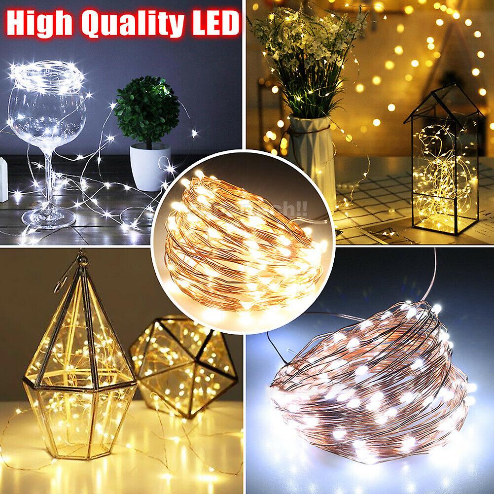 10M LED Fairy String Lights Battery Powered Copper Wire Lamp Waterproof Xmas Decor