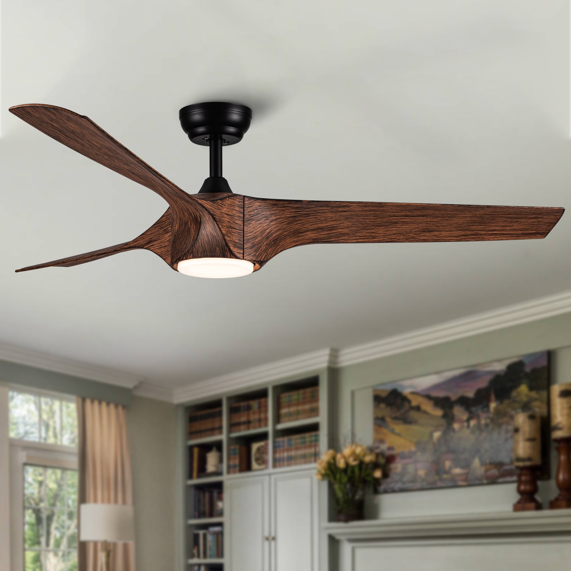 56 In.Intergrated LED Ceiling Fan with Wood Grain ABS Blade Shopping - The Best Deals on Ceiling Fans | 41719742