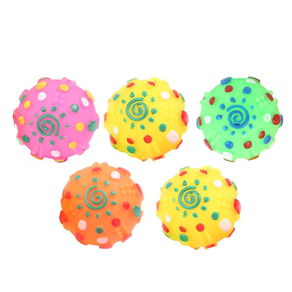 5pcs Dog Sound Toy Funny Playing Toy Creative Pet Ball Toy Bite Resistance Ball (random Color)