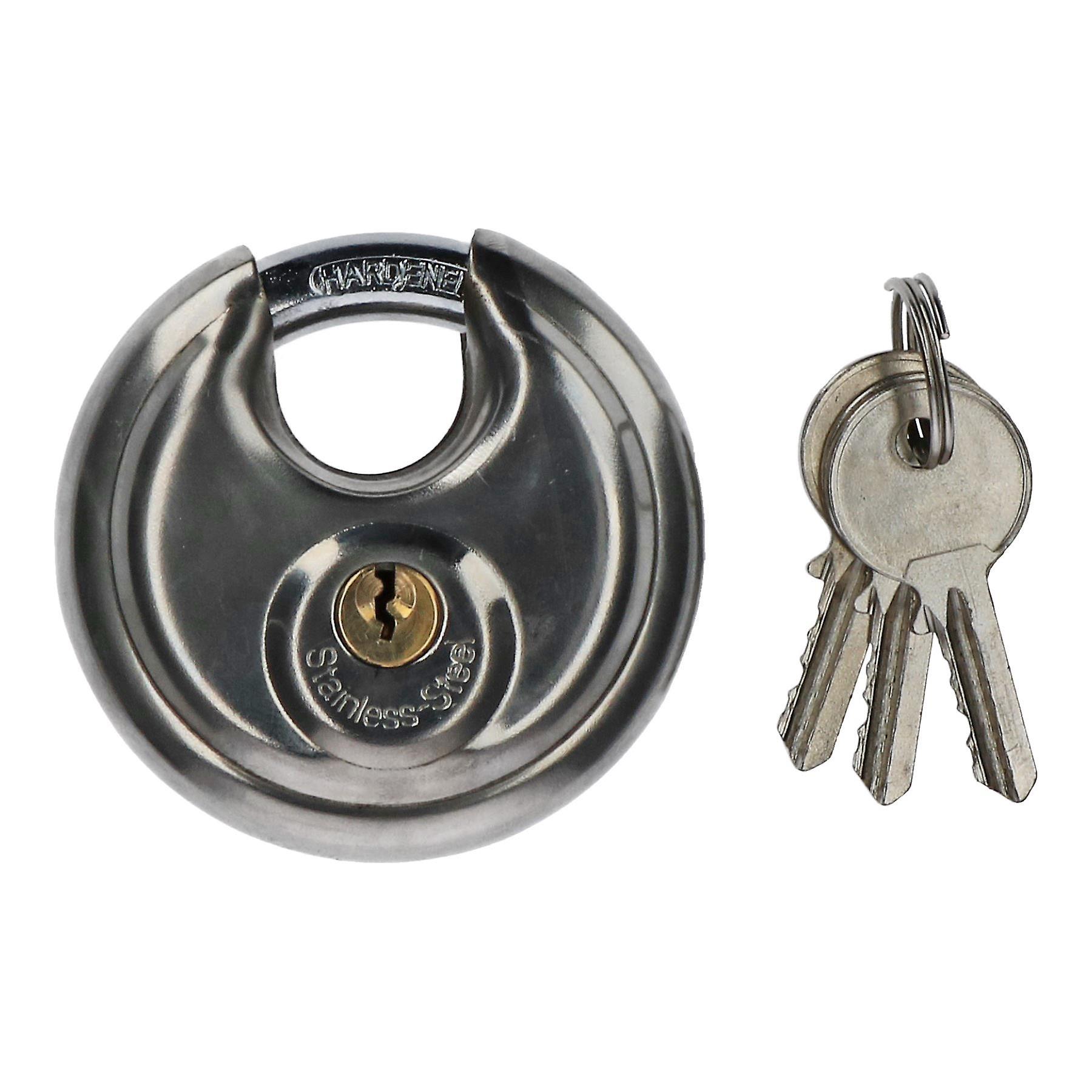 70mm Disc Padlock Security Shed Gate Lock Round Circle Steel Brass Lock