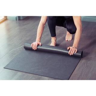 RUBBER KING 4 ft. x 6 ft. x 0.275 in. Black Rubber Fitness Utility Mat (24 sq. ft.) RE59VN4X607010FMRBI