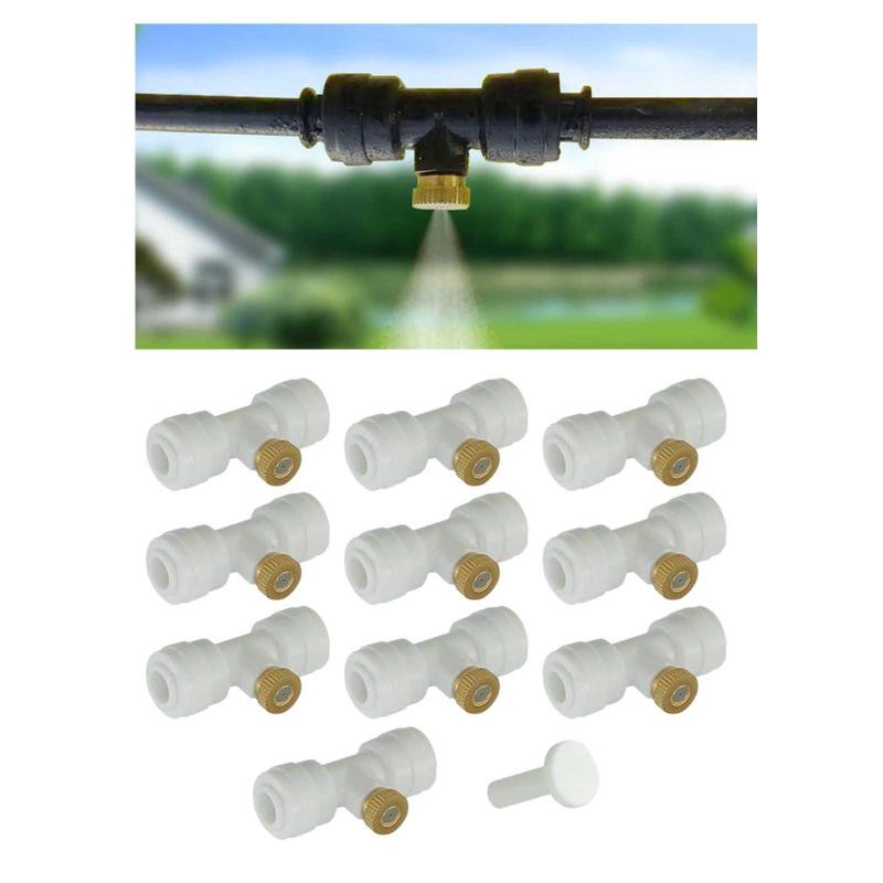 10 Set Misting Nozzles Kit Include Water Misting Nozzle Seat Plug Mister Nozzles Kit for Outdoor Garden Cooling System