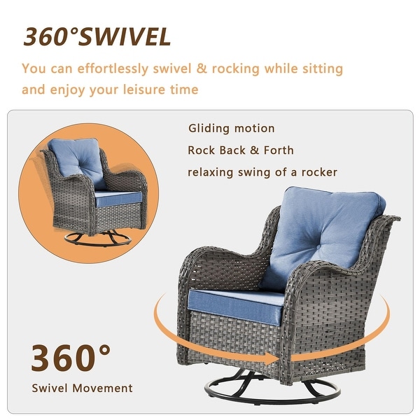 5 Piece Outdoor Patio Furniture SetSwivel Rocker Chair and Ottoman Set