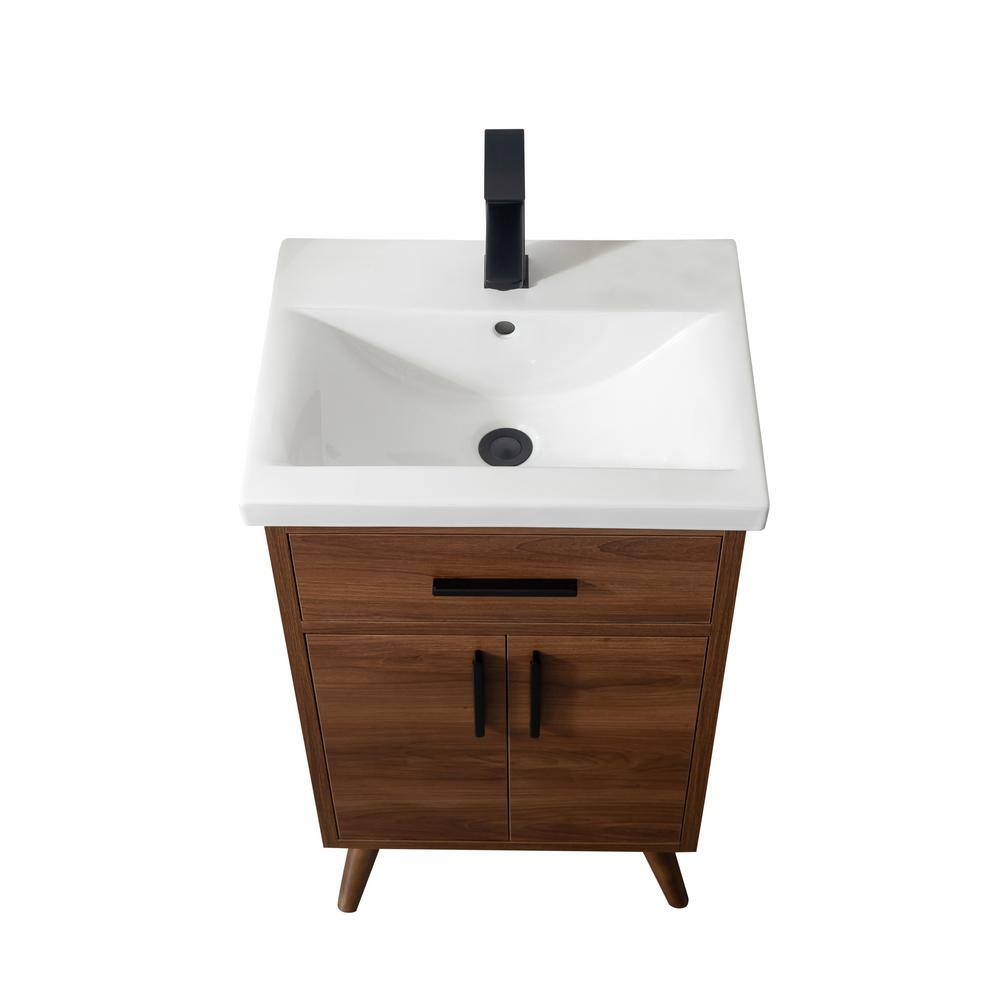 SUDIO Nelson 20.4 in. W x 15.7 in. D x 34 in. H Bath Vanity in Walnut with White Ceramic Top Nelson-20WN