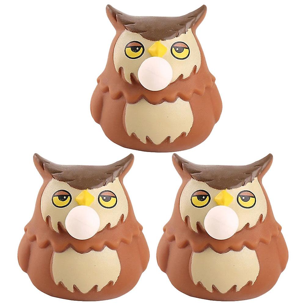 3pcs Cartoon Owl Squeeze Toys Simulated Owl Stretchy Toys Cartoon Animal Vent Toys