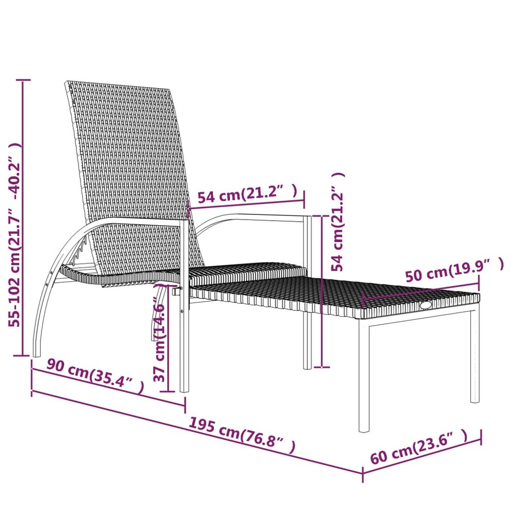 vidaXL Sun Loungers 2 pcs with Footrest PE Rattan Gray   76.8\