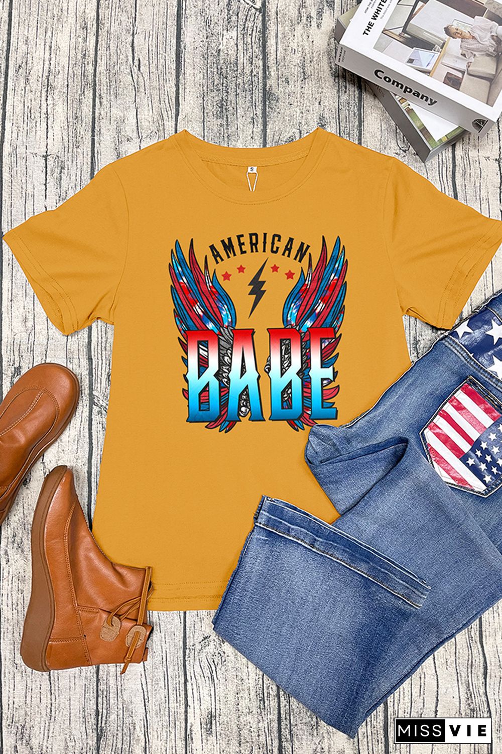 American Babe Retro Wings Short Sleeve Graphic Tee Wholesale