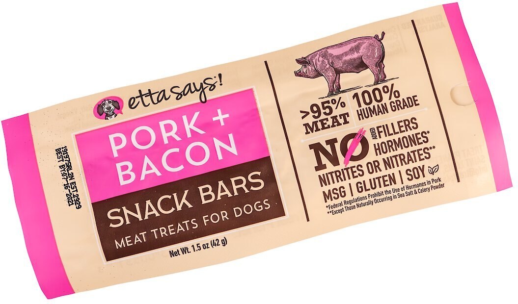 Etta Says! Pork + Bacon Snack Bars Dog Treats， 12 count