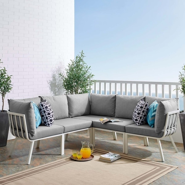 Riverside 5 Piece Outdoor Patio Aluminum Sectional