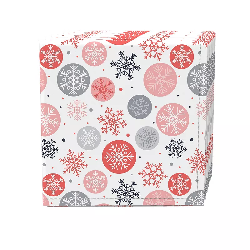 Napkin Set of 4， 100% Cotton， 20x20， Snowflakes in Ornaments