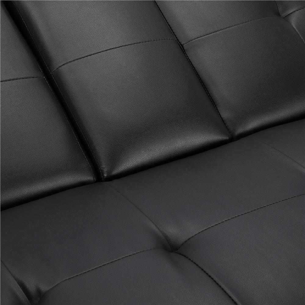 LuxuryGoods Modern Faux Leather Futon with Cupholders and Pillows Black  Crowdfused