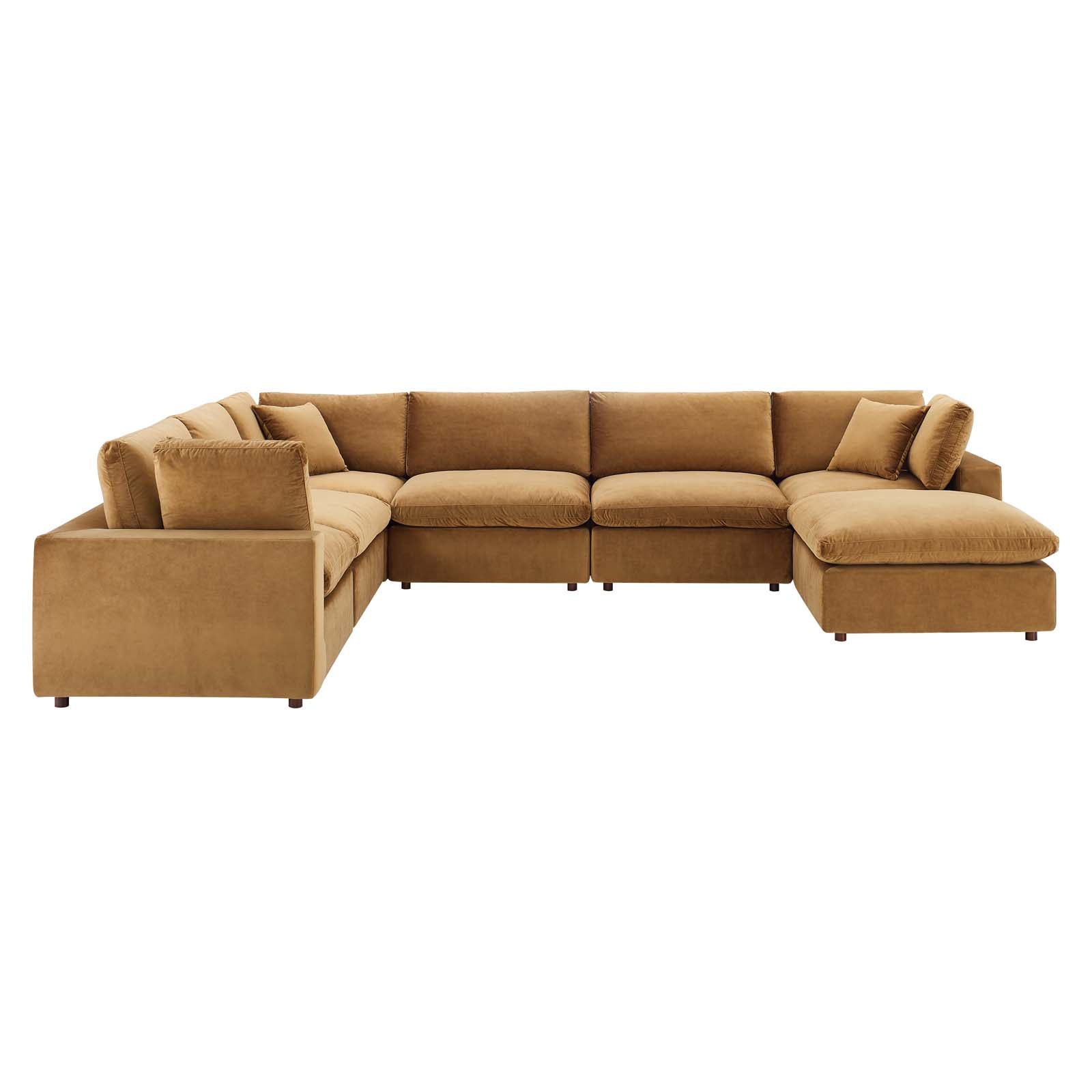 Modway Commix Down Filled Overstuffed Performance Velvet 7-Piece Sectional Sofa, Multiple Colors