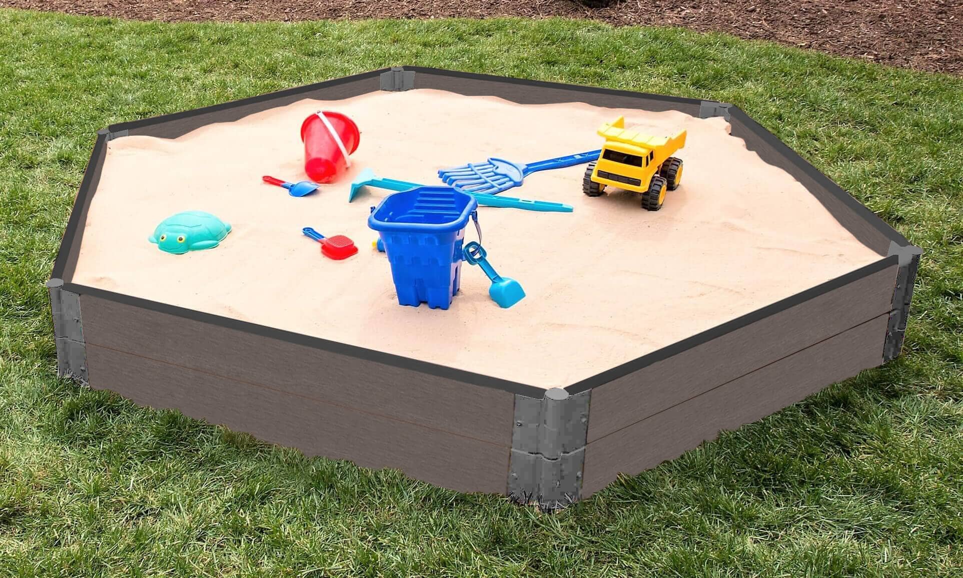 7' x 8' Composite Hexagon Sandbox - 2 Inch Profile