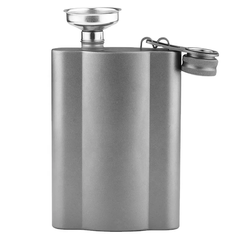 260ml Portable Food Grade Titanium Hip Flask Whiskey Flagon Water Coffee Tea Bottle for Outdoor Camping Hiking Gear Tools