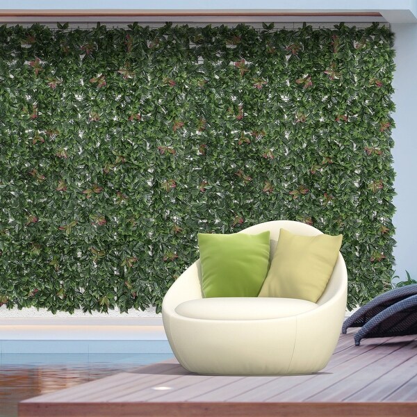 Outsunny 12PCS 20 x 20 Artificial Boxwood Panels Milan Leaf Grass Privacy Fence Screen Topiary Hedge Plant Greenery Wall