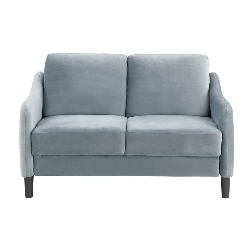 2 Seat Sofa Soft Loveseat for Living Room  Grey Velvet