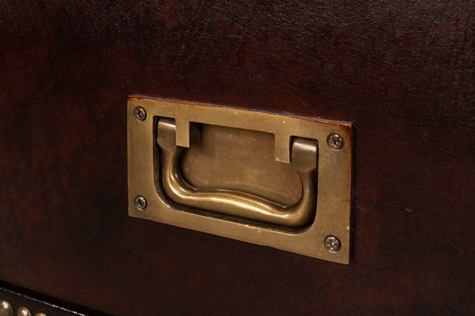 Studded Gentleman  x27s Chest Leather Upholstery   Traditional   Accent Chests And Cabinets   by Sideboards and Things  Houzz