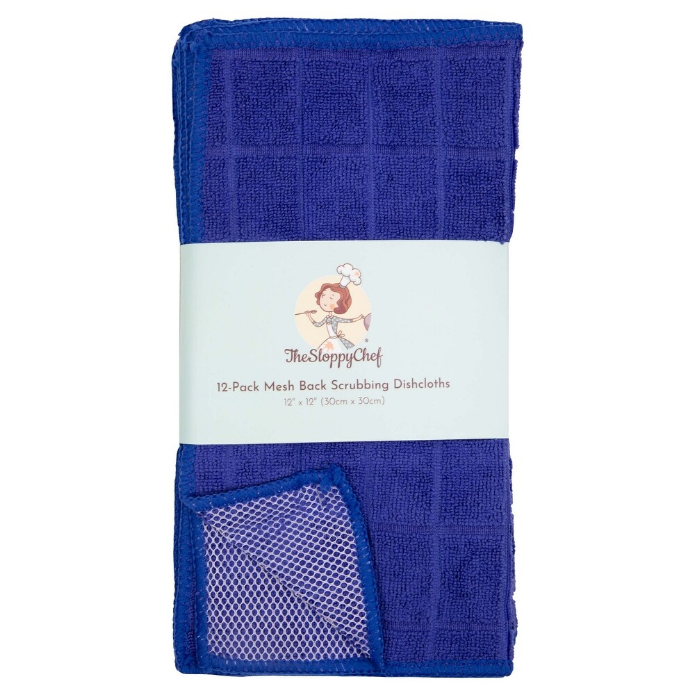 The Sloppy Chef Mesh Backed 12 Piece Dishcloths   12x12