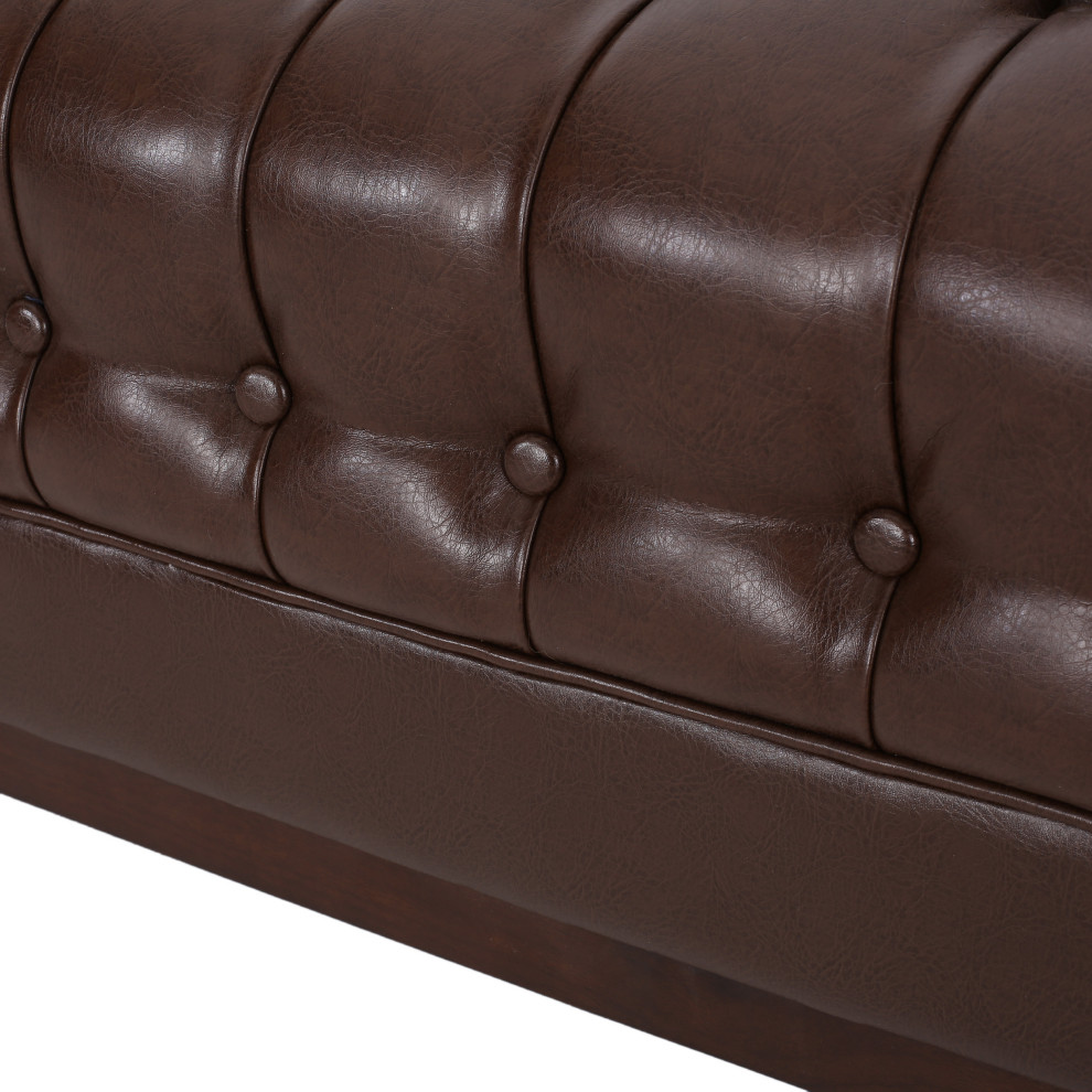 Elias Faux Leather Tufted 3 Seater Sofa   Transitional   Sofas   by GDFStudio  Houzz