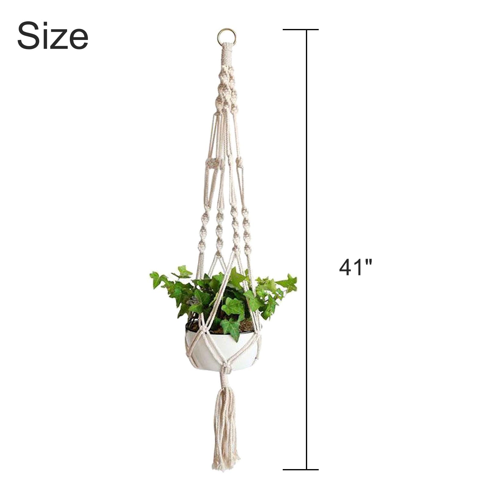 EEEKit 3pcs Macrame Plant Hanger, Indoor Outdoor Wall Hanging Planter Basket Flower Pot Holder Boho Home Decor Cotton Rope 4 Legs 41 inch for Living Room, Kitchen, Deck, Patio, High and Low Ceiling