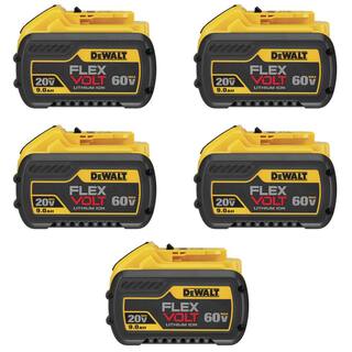 DW FLEXVOLT 20V60V MAX Lithium-Ion 9.0Ah Battery Pack (5-Pack) DCB609-5