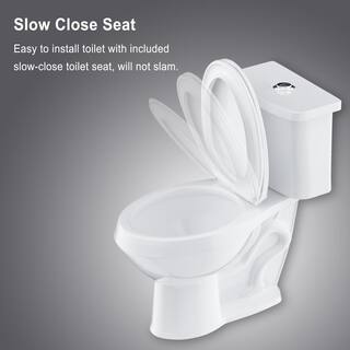 Two-Piece 1.11.6 GPF Dual Flush Elongated Toilet in White Seat Included HKD-TPT2468T-W