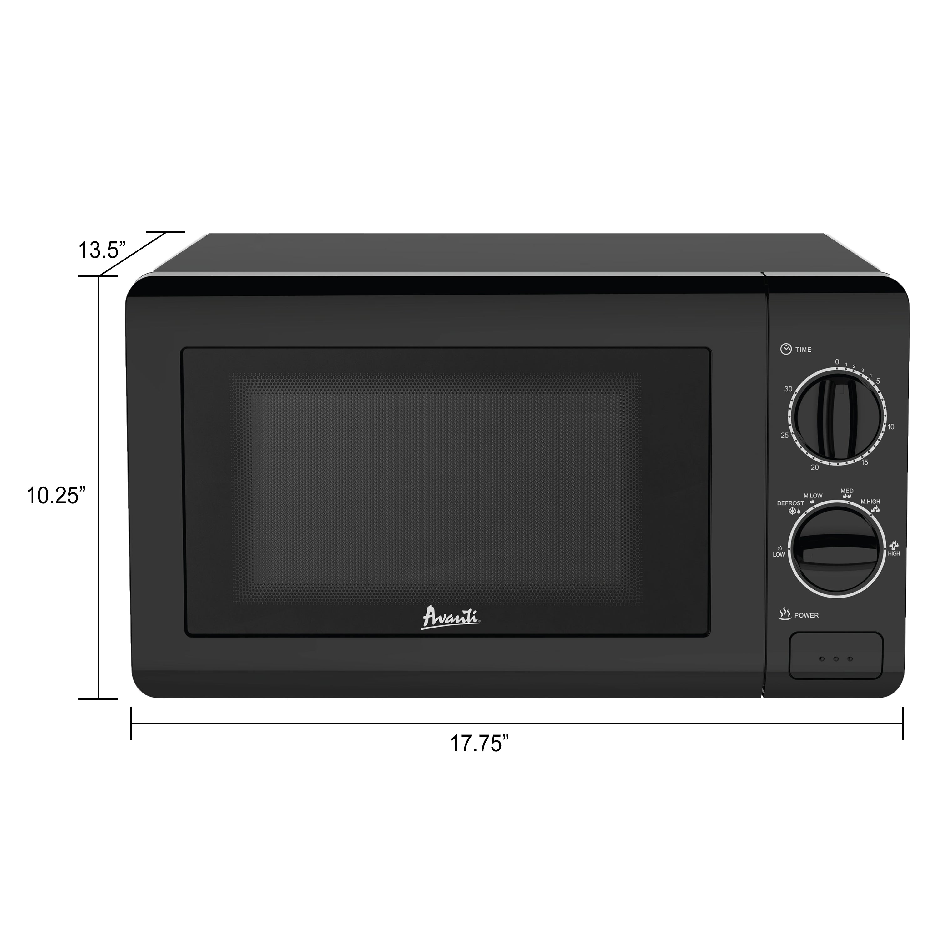 Avanti Microwave Oven with Mechanical Dials, 0.7 cu. ft., in Black (MM07V1B)