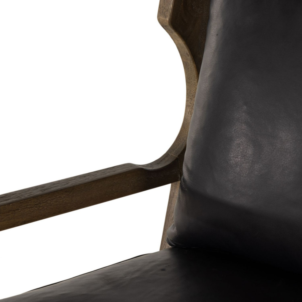 Lennon Heirloom Black Leather Chair   Midcentury   Armchairs And Accent Chairs   by Zin Home  Houzz