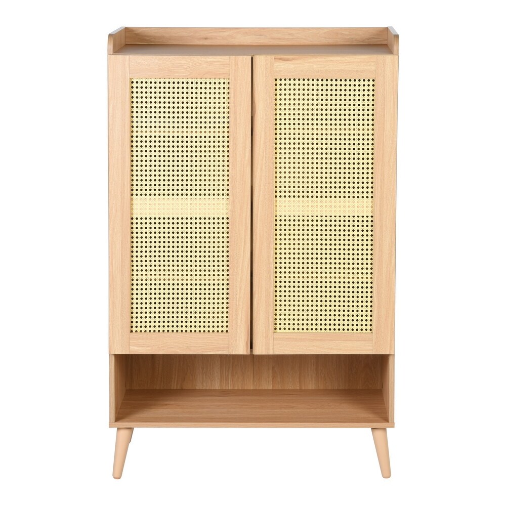 Homy Casa Faux Ratten 2 Doors Accent Storage Cabinet