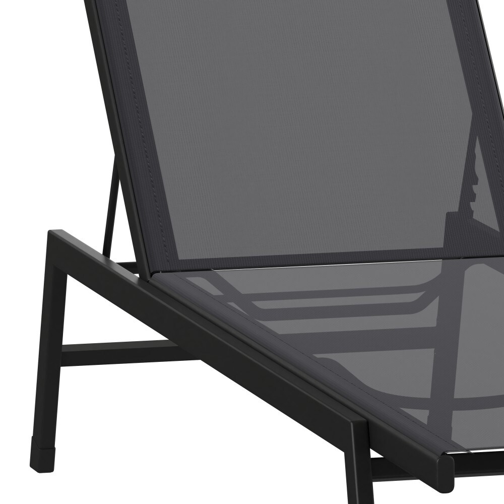 Weather Textilene Adjustable Chaise Lounge Chair with Arms