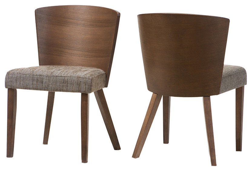 Sparrow Wood Modern Dining Chairs  Gravel Multi Colors/Brown  Set of 2   Midcentury   Dining Chairs   by GwG Outlet  Houzz