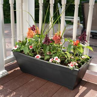 Dynamic Design Newbury Extra Large 26.85 in. x 12 in. 17 qt. Black Resin Deck Box Outdoor Planter NQ2710BK