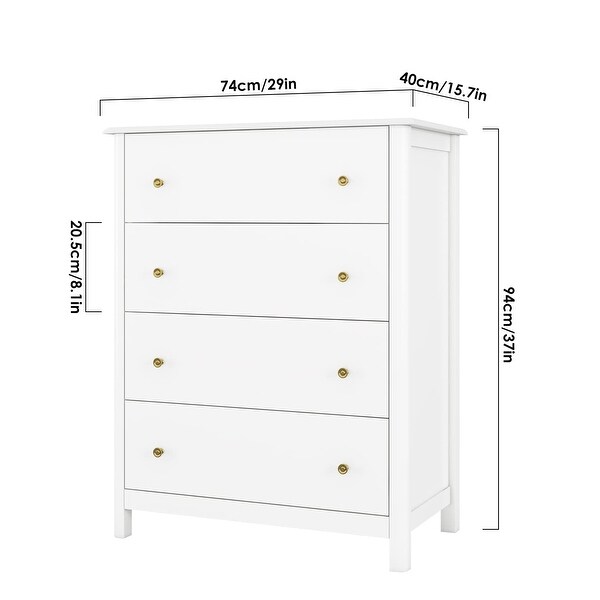 Drawer Chest， 4 Dresser Chest of Drawers， Clothes Storage Cabinet with Drawers， Modern Dresser for Bedroom - as picture - - 37668986