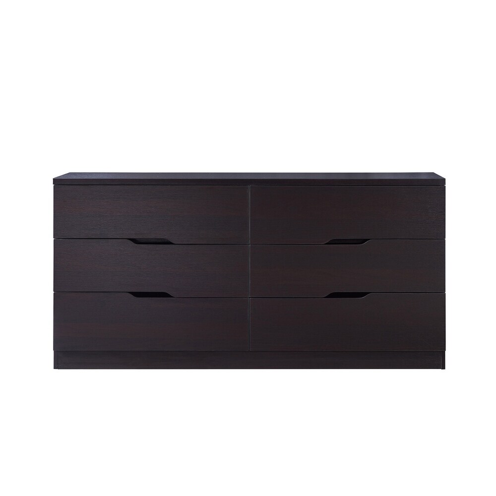 Marlone Contemporary 56 inch Wide 6 Drawer Double Dresser by Furniture of America