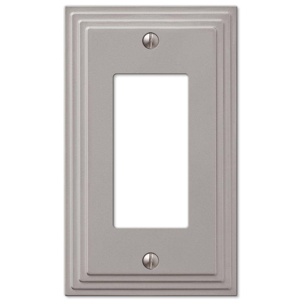 Hampton Bay Tiered 1 Gang Rocker Metal Wall Plate - Satin Nickel (4-Pack) 84RNHB-4