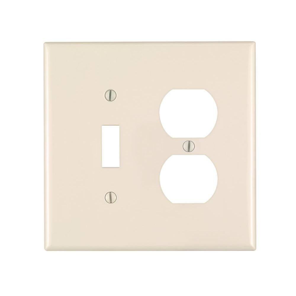 Leviton 2-Gang Midway 1-Toggle 1-Duplex Combination Nylon Wall Plate Light Almond R56-0PJ18-00T