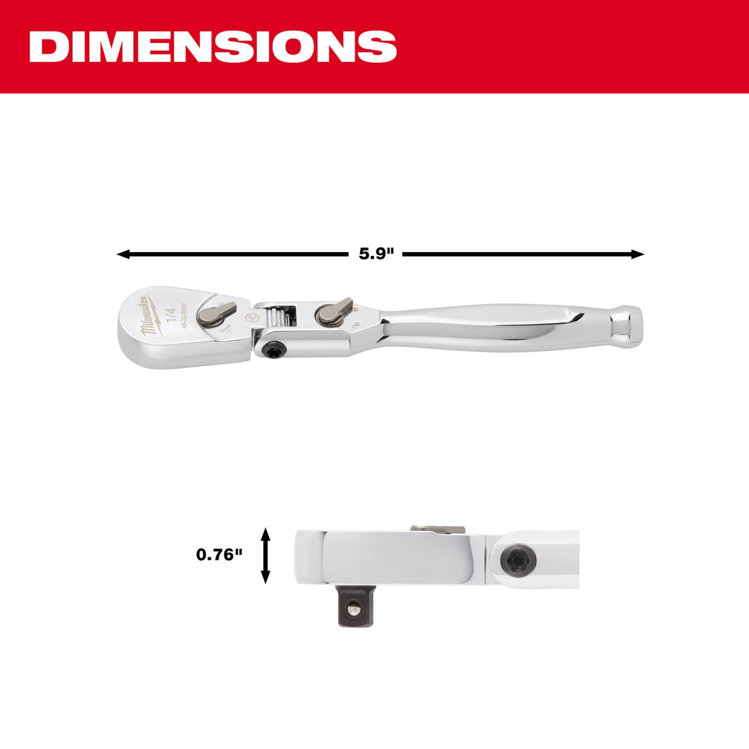 MW 1/4 in. drive SAE Flex Head Ratchet 90 teeth