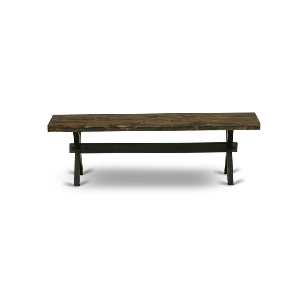 East West Furniture X Style Modern Dining Room Bench with Wooden Seat(Finish Options)