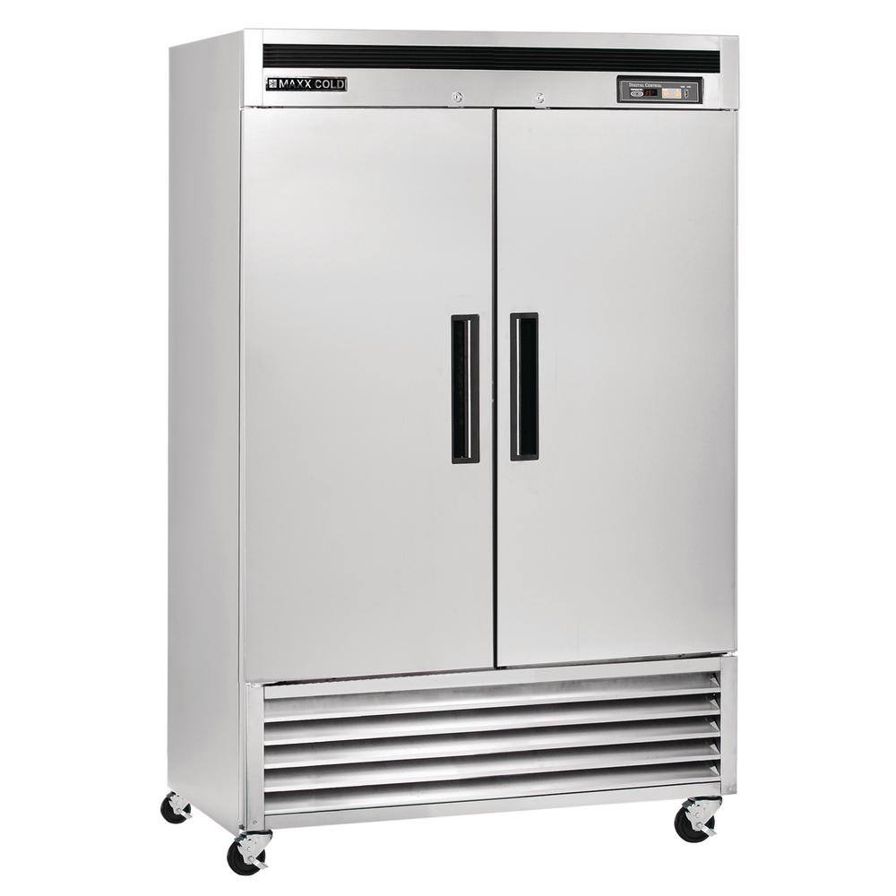 Maxx Cold MCR-49FDHC 54 in. Double Door Reach In Refrigerator Bottom Mount Stainless Steel MCR-49FDHC-V1