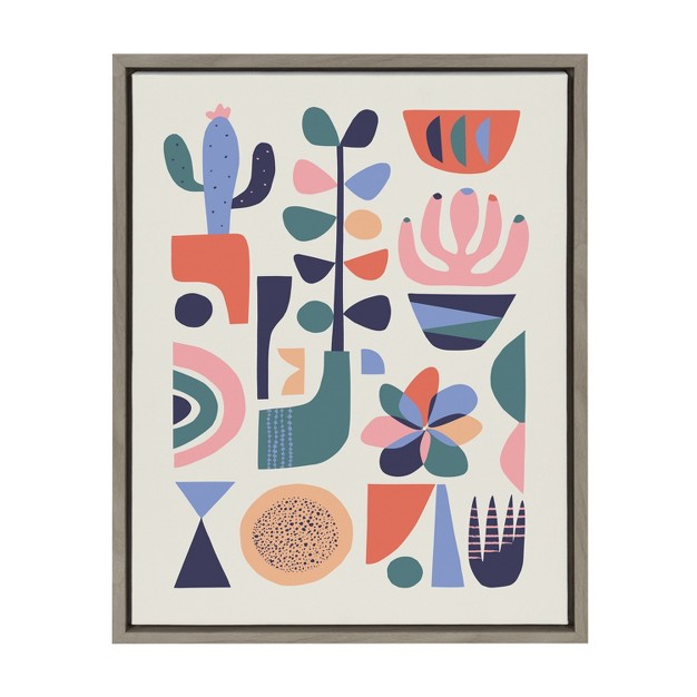 Kate And Laurel Sylvie Mid Century Succulents Framed Canvas By Rachel Lee Of My Dream Wall 18x24 Gray