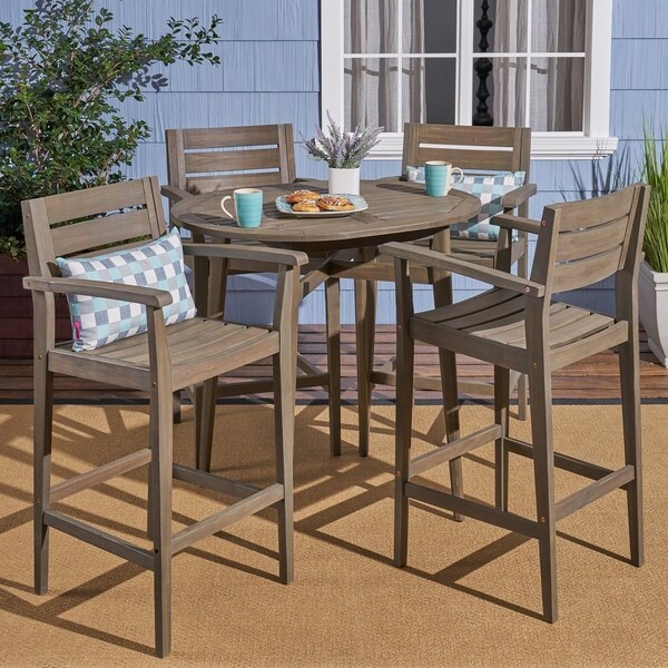 Stamford Outdoor Rustic 5 Piece Acacia Wood Bar Set by Christopher Knight Home