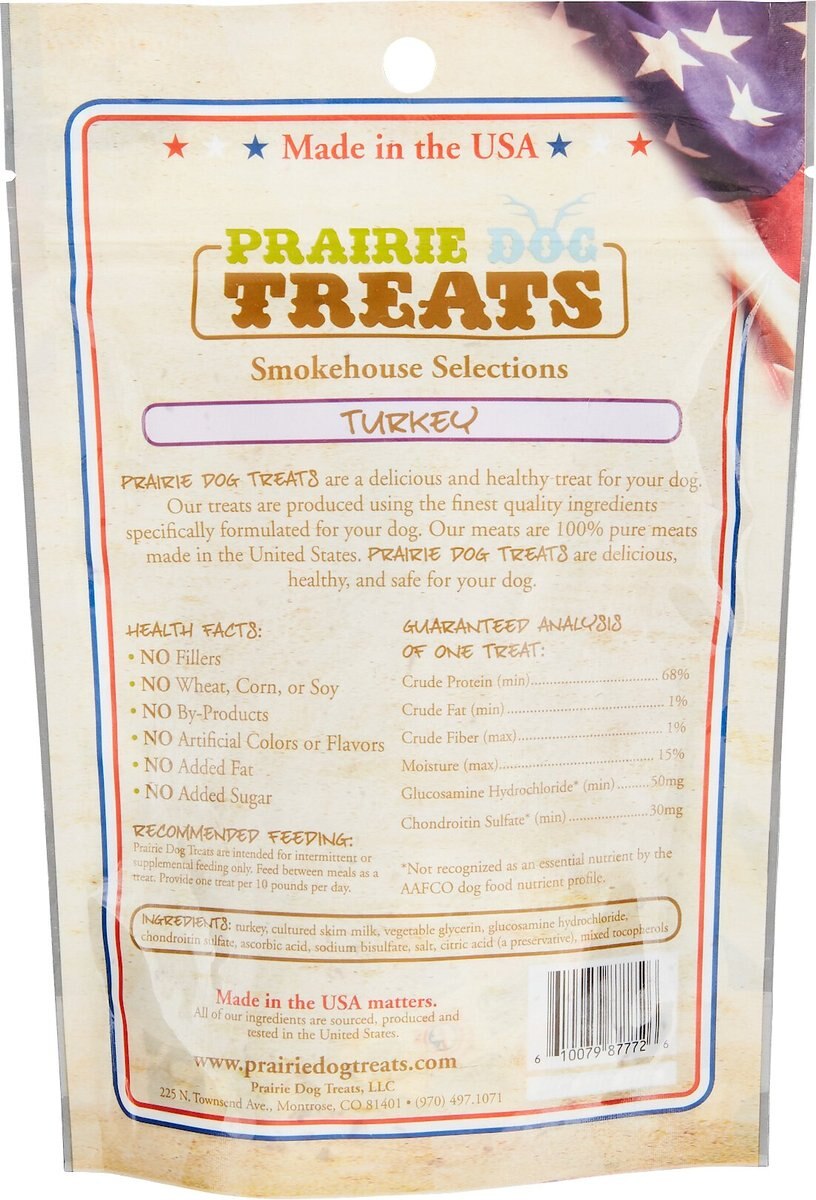 Prairie Dog Smokehouse Selections Turkey Jerky Strips Dog Treats