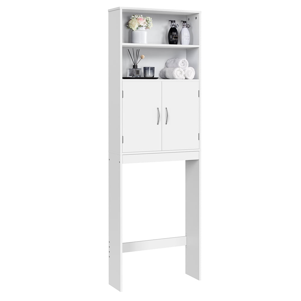 Yaheetech Free-Standing Over-the-Toilet Storage with Doors and Shelves for Bathroom, White