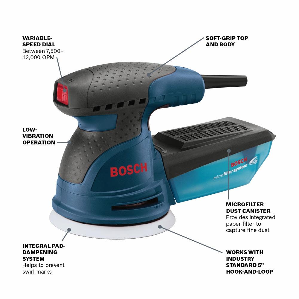 Reconditioned 2.5 Amp 5 In. Variable Speed Palm Random Orbit Sander ;