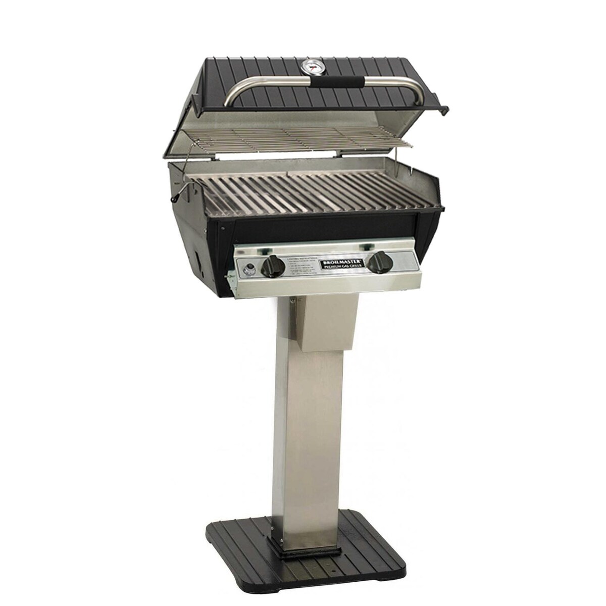 Broilmaster R3N Infrared Natural Gas Grill On Stainless Steel Patio Post