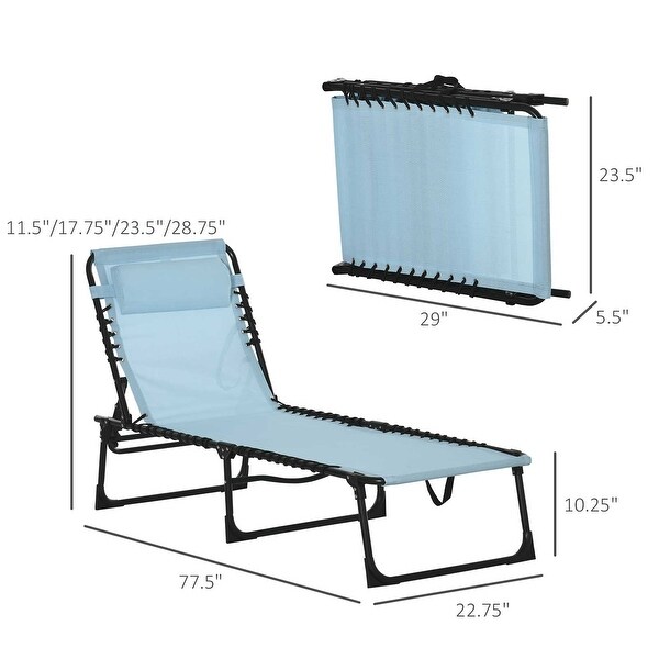 Outsunny Folding Chaise Lounge Chair Portable Lightweight Reclining Garden Sun Lounger with 4Position Adjustable Backrest